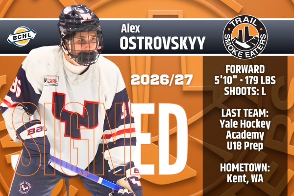 Trail Smoke Eaters Announce Signing of Forward Alex Ostrovskyy