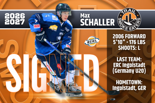Trail Smoke Eaters Sign Max Schaller